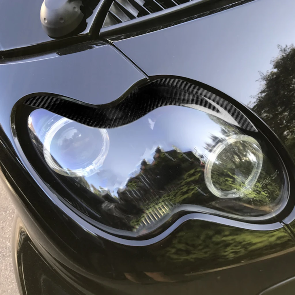 For Smart Fortwo W450 2003-2006 Real Dry Carbon Fiber Headlamps Eyebrow Panel Trim Cover Car Accessories Exterior Decorative