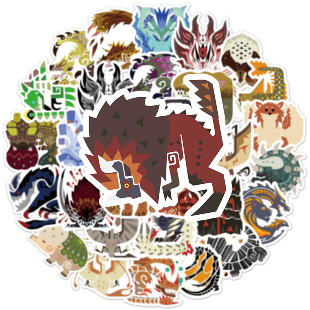 10/30/50/100 Stück neue Monster Hunter Graffiti-Aufkleber, wilde und furchteinflößende Fahrradkessel, Fenster, Wand, Wasserbecher, Trolley, beliebt – Detail 3