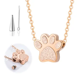 New Paw Print Urn Pendant Stainless Steel Necklace for Ashes Cremation Keepsake for Pet Ashes Jewelry Memorial Gifts