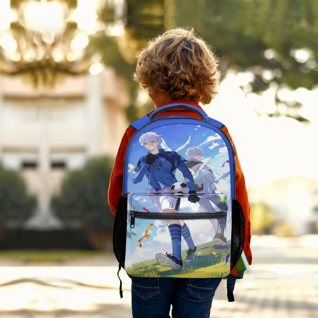 Mochila ligera con estampado de patrón de cerradura azul, mochila escolar, nueva moda