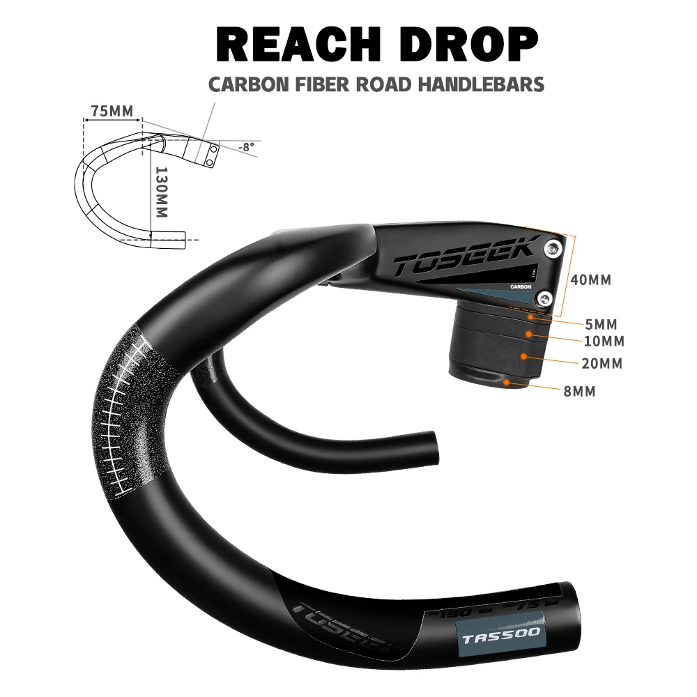 TOSEcavium-Guidon de vélo en carbone T800, route intégrée, TR5500, 28.6mm, support d\'ordinateur de vélo