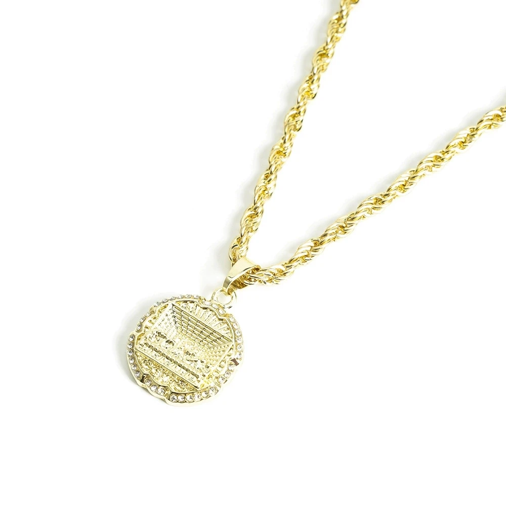 الهيب هوب ميدالية مستديرة العشاء الأخير قلادة قلادة مع 4 مللي متر حبل سلسلة القلائد الموضة للرجال والنساء روك مغني الراب مجوهرات #6