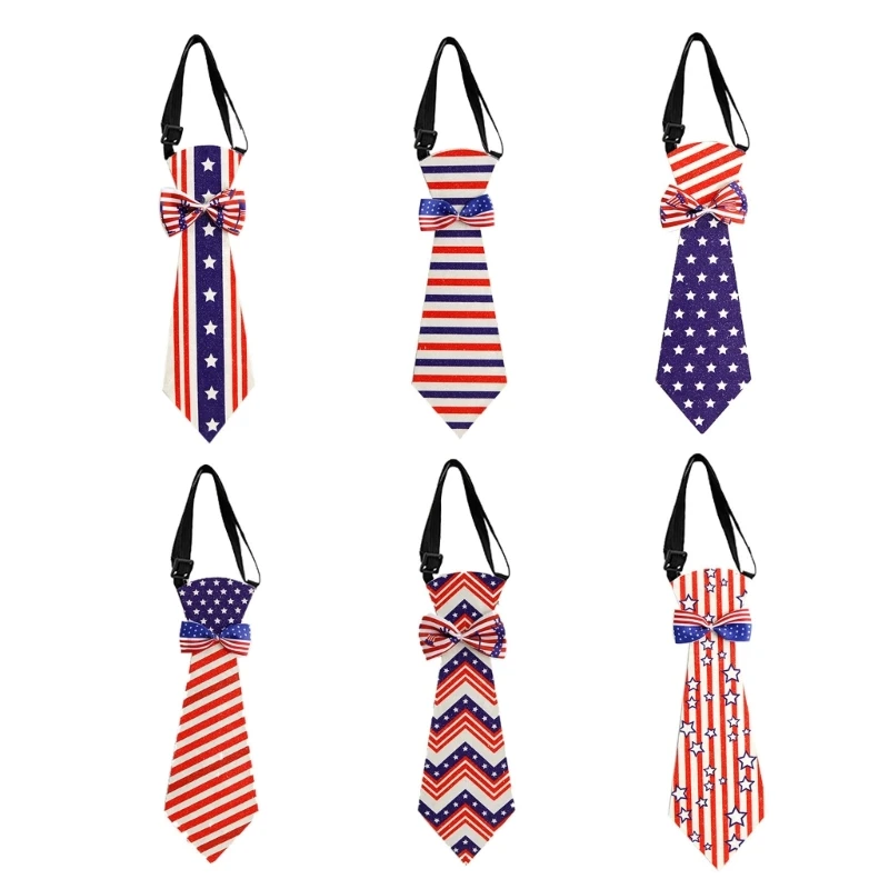 

Unisex Small Tie American Patriotics Independence Day Pretied Striped Necktie Dropship