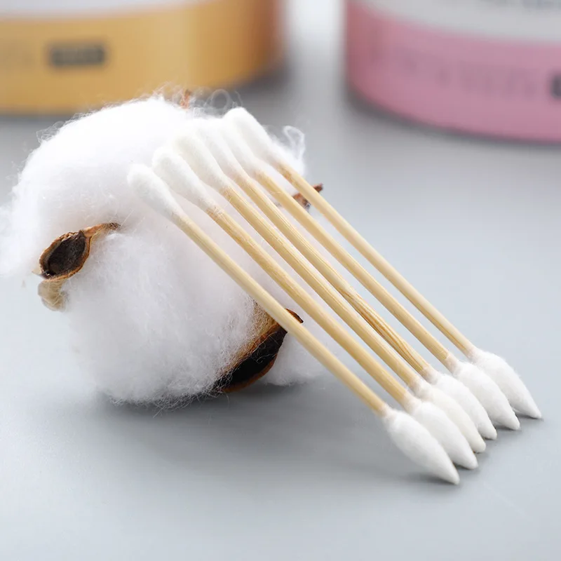 500 Pieces of Cotton Swabs and Wooden Sticks Household Double-Ended Ear-Pickings Disposable Hygienic Cosmetic Cotton Swabs