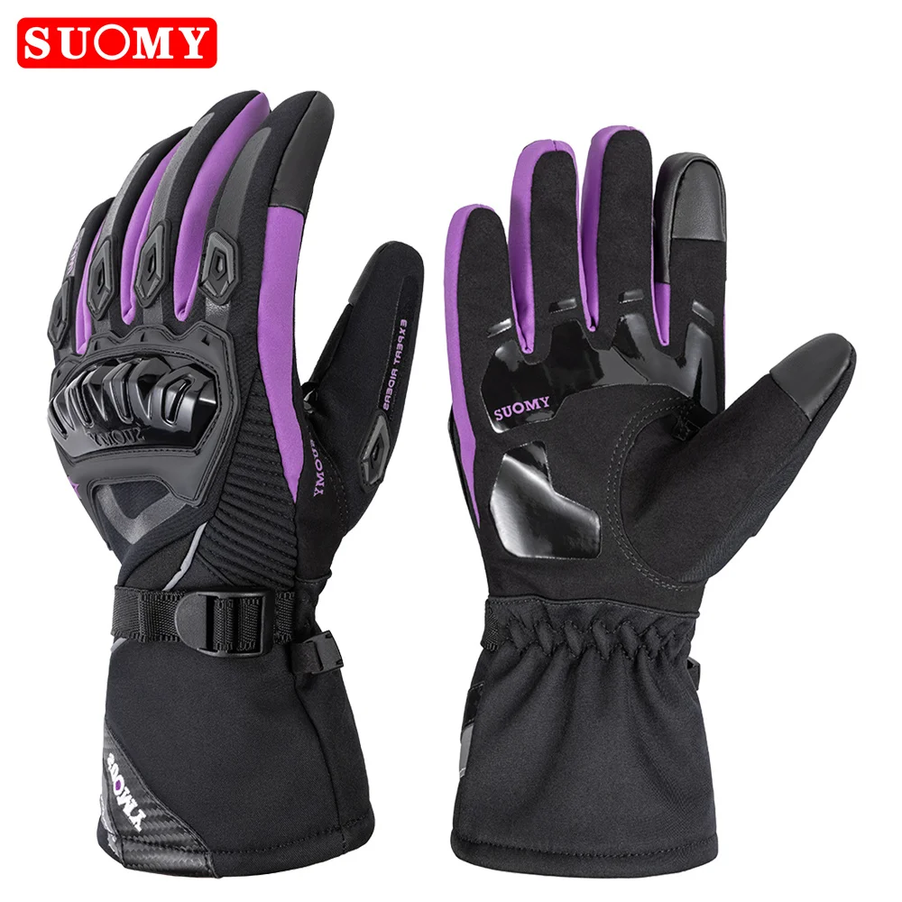 

SUOMY Winter Warm Women Pink Motorcycle Gloves 100%Waterproof Lady Teens Girls Purple Motocross Motorbike Racing Riding Gloves