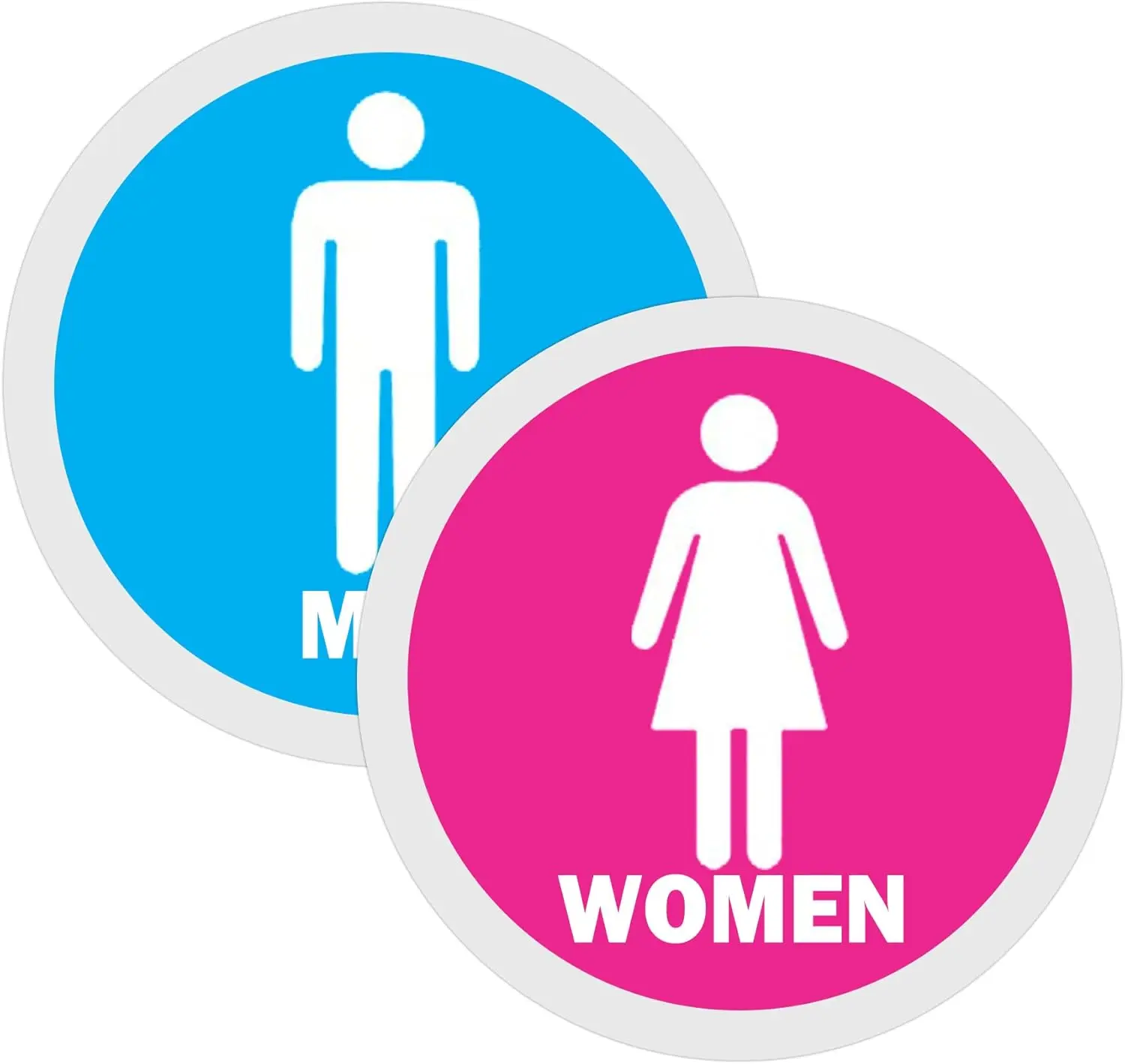 7 Inch Men Women Toilet Decals Restroom Commercial Stickers - Blue Men Pink Women Bathroom Door Signs Washroom WC Sign