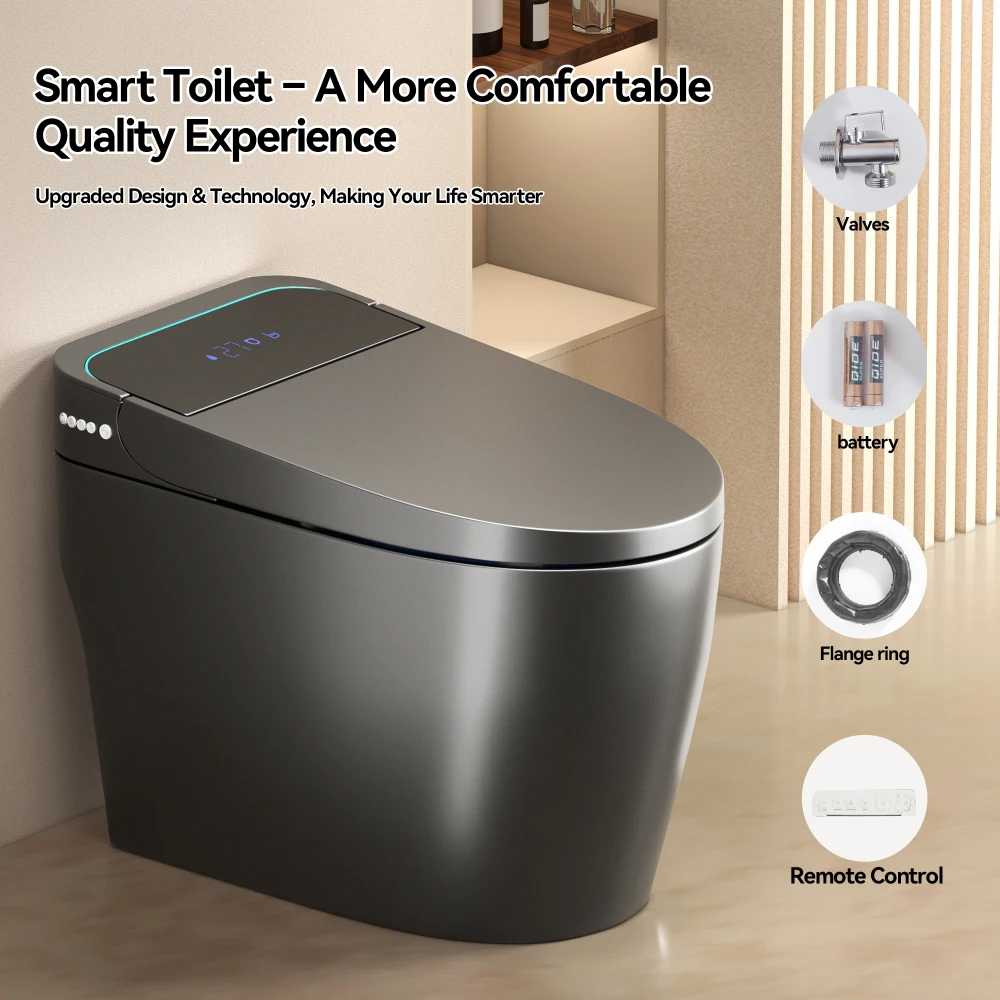 Unique Smart Toile, One Piece Toilet with Bidet Built In,Intelligent Toilet Auto Open/Close Seat. Bidet toilet with Dryer and Warm Water.Gray