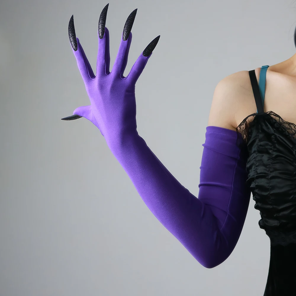60cm Nagelhandschuhe Lange Geisterkrallen Rot-Weiß Dämon Halloween Party Cosplay Kleidungszubehör Requisiten Hexe Gothic Elastisch Dehnbar – Detail 15