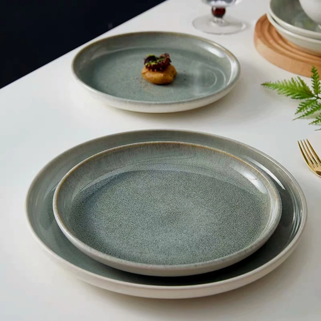 

Modern Simple Deep Di Porcelain Rice Bowl Plate Set for Home And Commercial Use Steak Plate Western Dining Diware Set