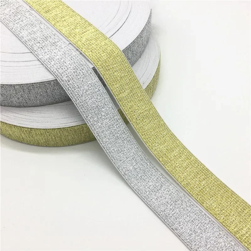 Gold Silver Nylon Elastic Bands  High Quality 25mm 40mm Width Elastic Band For Garment Trousers Sewing DIY Accessories 1meter