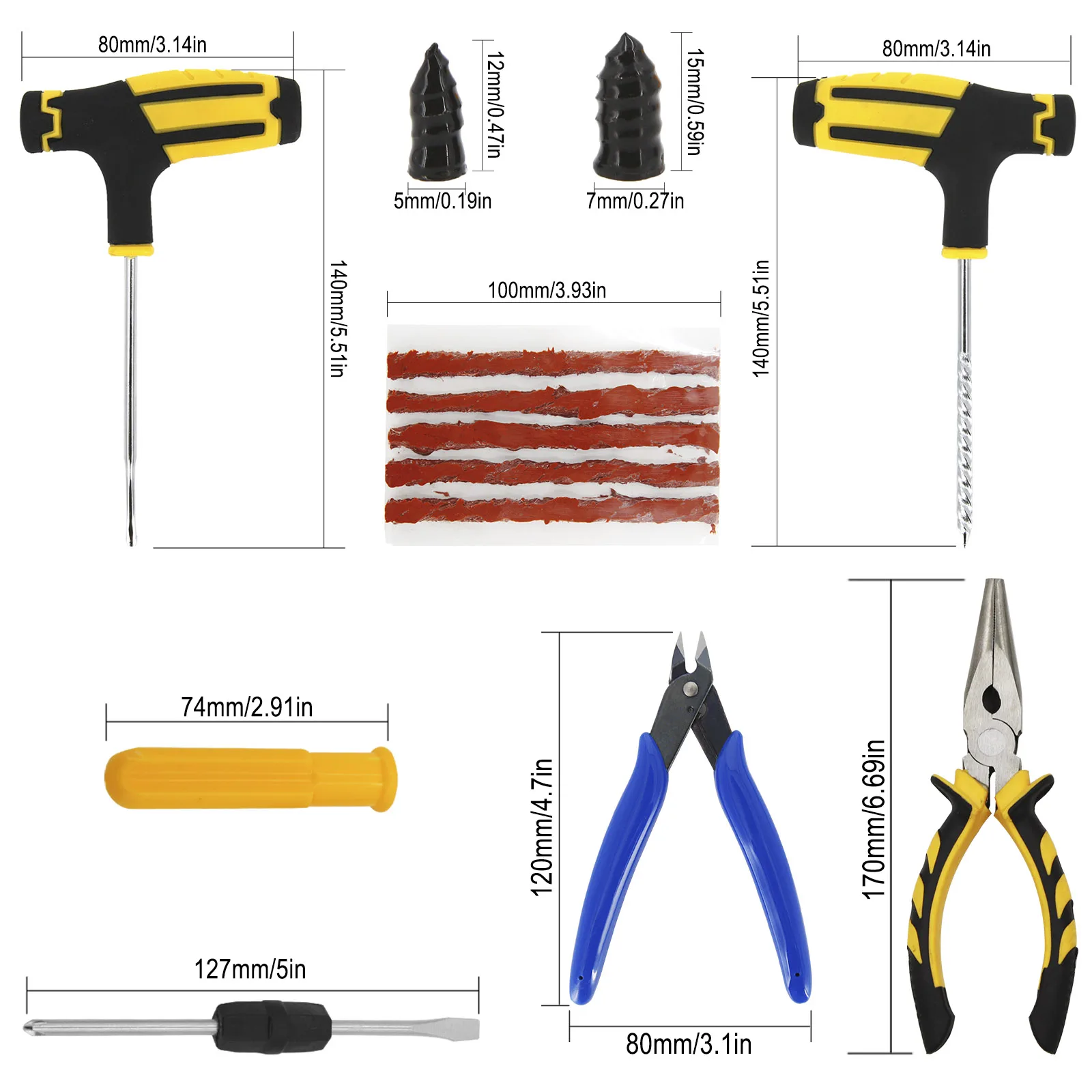 Car Tire Repair Tool Kit Studding Set Auto Bike Puncture Plug Garage Needle Nose Pliers Vacuum Film Nail Screws for Audi Bwm