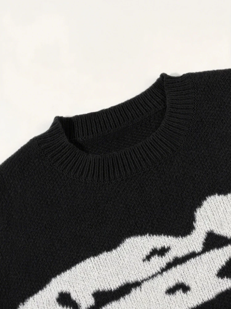 Sweater Rajut Lengan Panjang Trendi Pria, Fashion Outdoor Kerah Bulat, Sweater Longgar Musim Gugur Musim Dingin, Pullover Rajut Vintage Pria