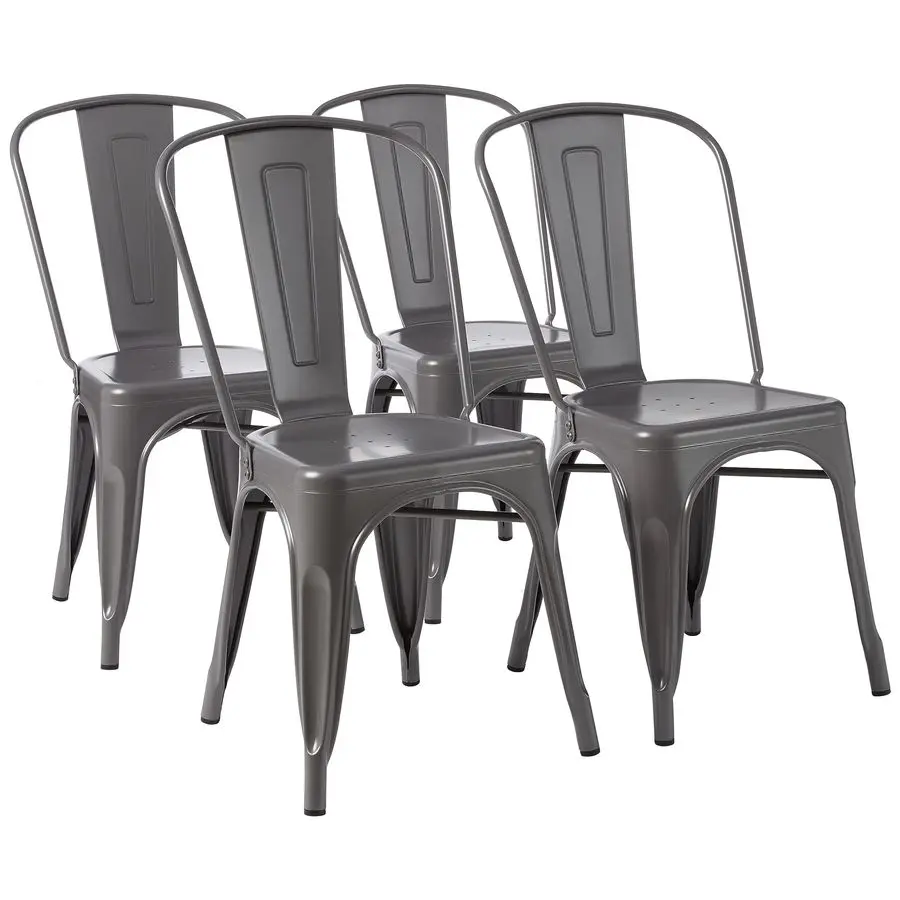 

Metal Dining Chairs, 4 Count, Dark Grey, 20.1 x 17.1 x 33.5 inches