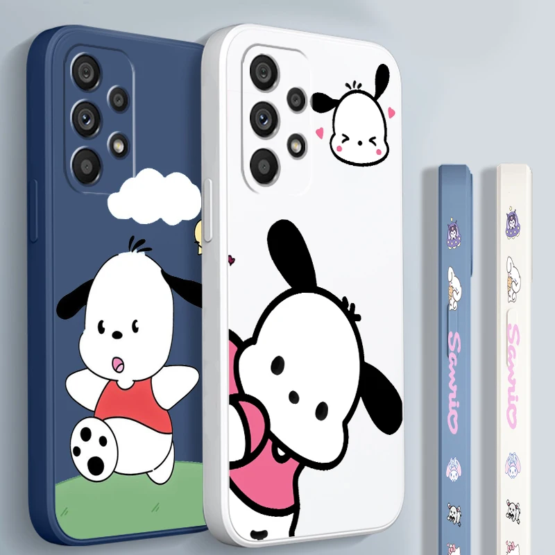 Sanrio Cartoon Pacha Dog Liquid Left Rope For Samsung A54 A53 A52 S A33 A32 A51 A71 A21S A13 A73 A72 A23 A12 5G 4G TPU