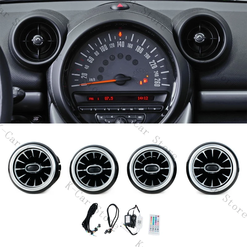 For BMW MINI COOPER R55 R56 R59 R60 LED Ambient Light Front Dashboard AC Air Condition Vent Outlet Turbo Trim Car Accessories