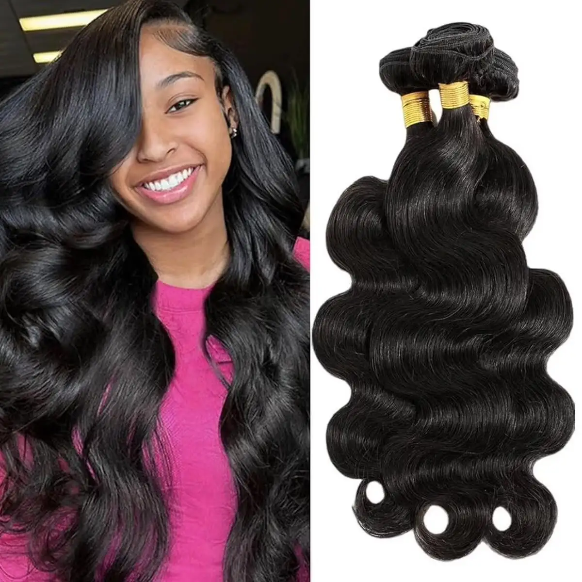 Glattes, unbehandeltes indisches Haar, Body Wave, Bündelangebote, luxuriöse, rohe Echthaar-Extensions, nass und gewellt, gemischte Längen, schneller Versand, 1/3/4 Bündel – Detail 2