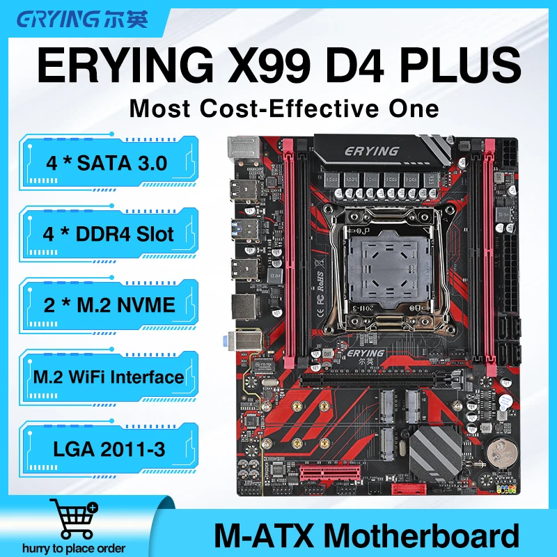 

X99 Plus D4 LGA 2011-3 XEON X99 Motherboard DIY Intel E5 2620 2640 2666 2670 2678 V3 V4 support DDR4 RECC NON-ECC Memory NVME