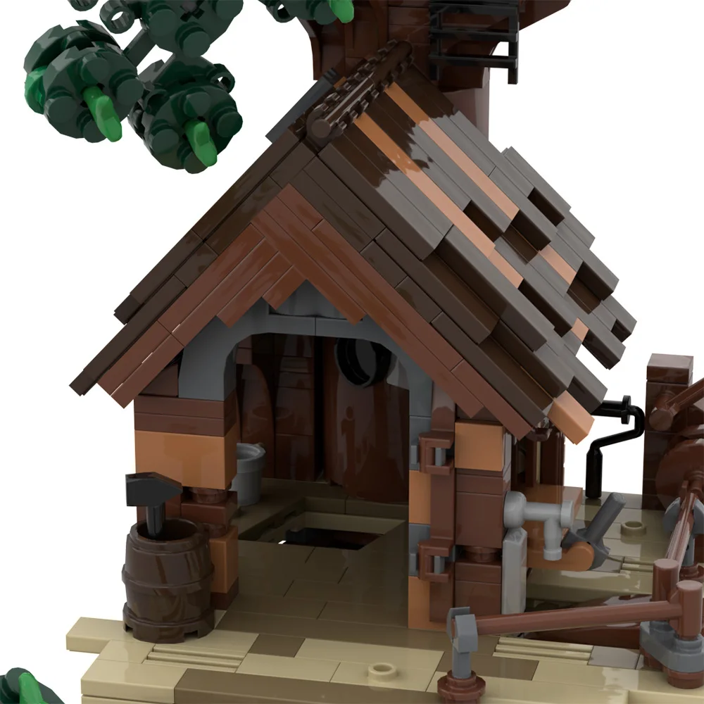 MOC Woodland Retreat ชุดอาคารอิฐ Four Seasons Tree House ฉาก Jungle Village อิฐ DIY ประกอบของเล่นเด็กของขวัญ