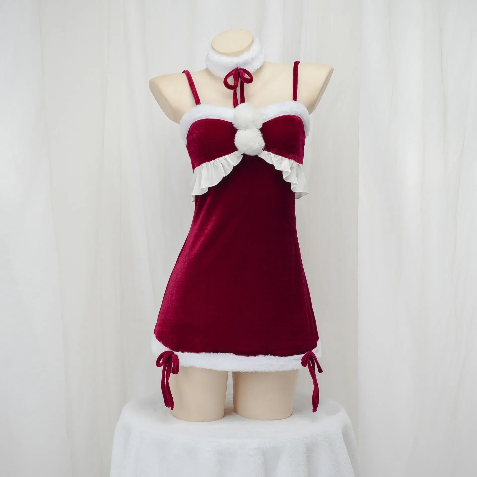 Anime Mädchen Rot Samt Kleid Weihnachten Uniform Outfits Frauen Santa Claus Cosplay Kostüm Neue Jahr Rolle Spielen Nachthemd Unterwäsche