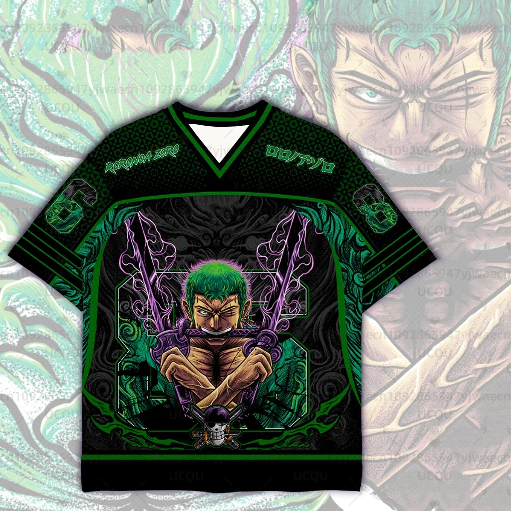 

Новинка 2026 года, цельный футбольный трикотаж в стиле аниме Monkey D.Luffy Zoro, летняя дышащая майка больших размеров, футболка с короткими рукавами для косплея