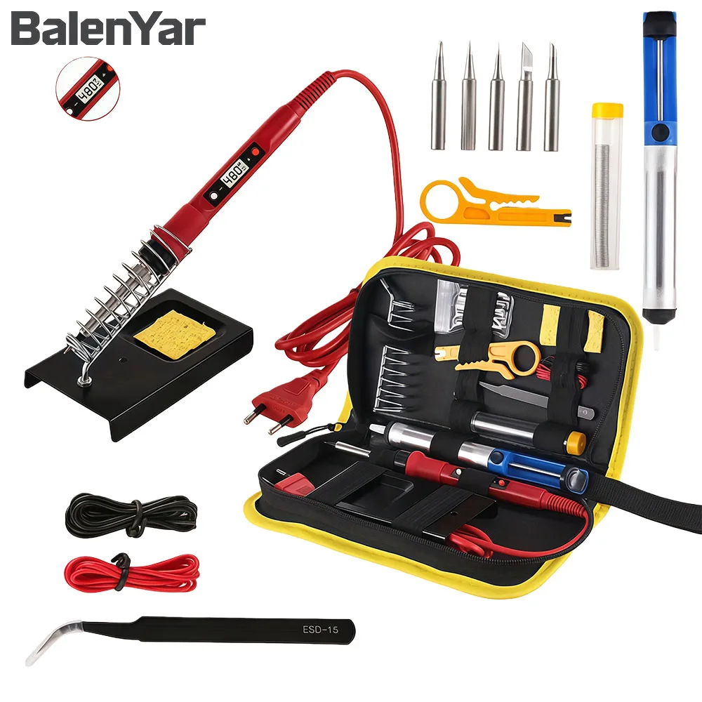 

BalenYar, 15 шт., набор электрических паяльников с регулируемой температурой, 80 Вт, делает 5 жалами, паяльная проволока, для электронных ремонтов
