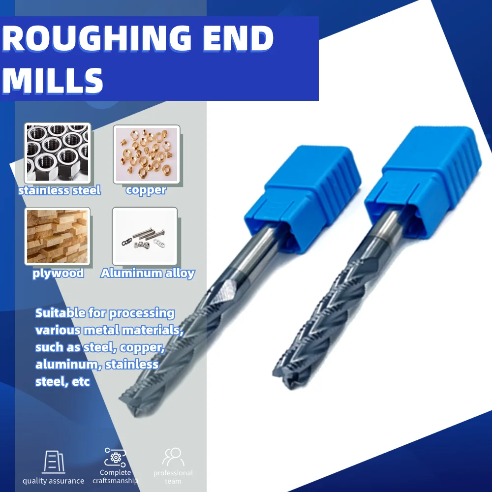 مطحنة نهاية التخشين D4 6 8 10 12 مللي متر HRC45 3 /4 المزامير التنغستن الصلبة كربيد دوامة بت أدوات الطحن CNC Endmills راوتر بت
