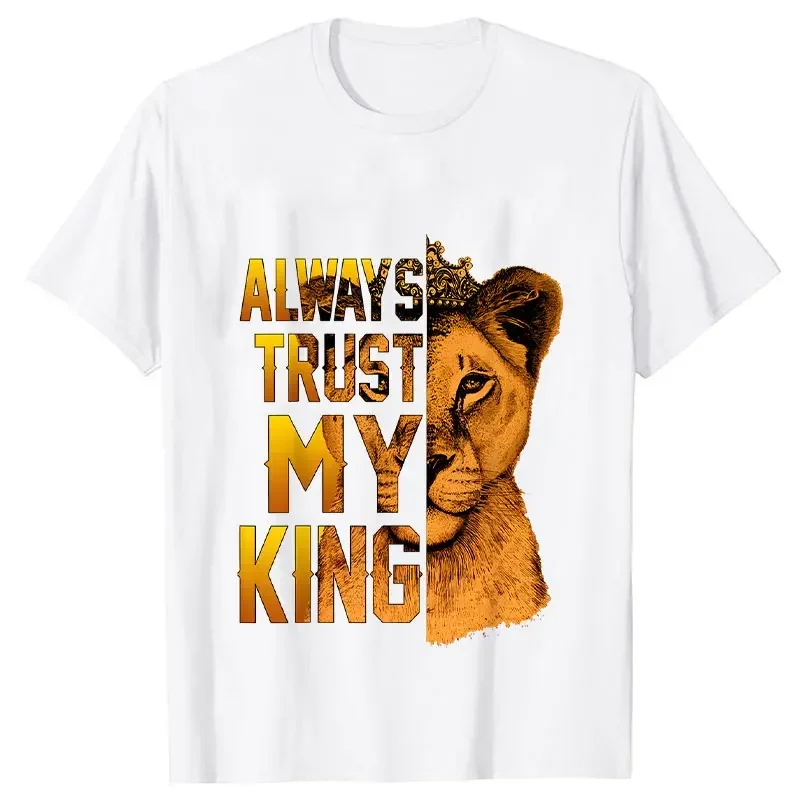 Lion King and Queen Couples T Shirt Love Top Fashion Short Sleeve Couple Clothes Korean Oversized Tshirt Love Women Men Top Tees