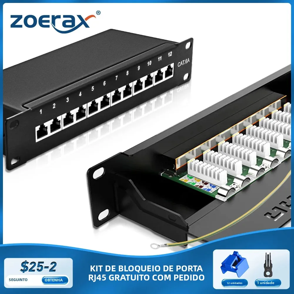 zoerax-cat6a-8-ポート-パッチ-パネル-10gbps-シールド-メタル-ネットワーク-パネル-1u-ラック-ウォール-マウント-cat5e-6-6a-7-ケーブルと互換性あり