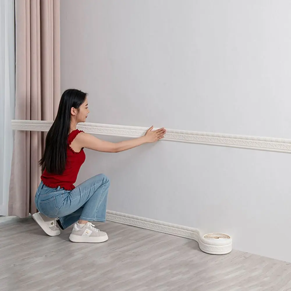 1 Roll 8mm Thickened SXP Foam Edge Banding Self-Adhesive Waterproof Self-Adhesive Foam Strip Soundproof Lightweight Corner Trim