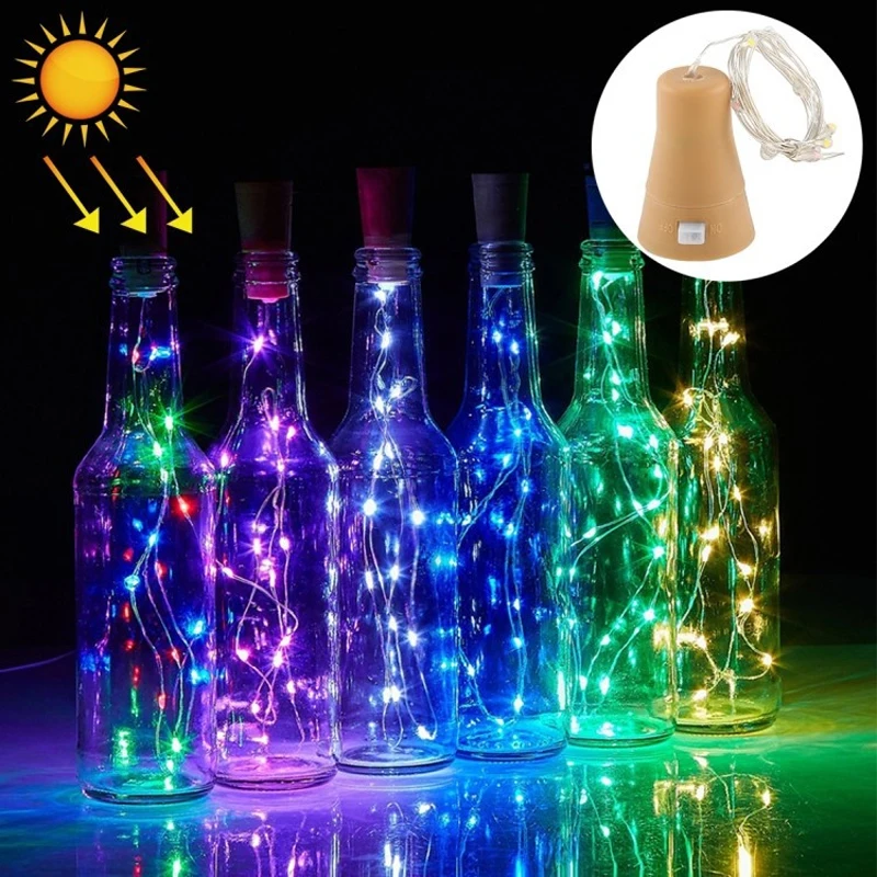 Solar Wine Bottle Light Copper Wire Fairy Light Waterproof For Wine Bottle Crafts Party Wedding Halloween Christmas Decoration