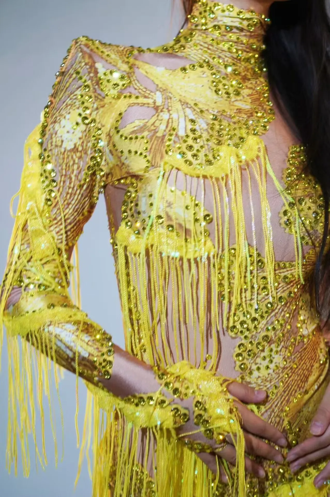 

customized women's adult fashionable sexy temperament sparkling diamond jumpsuit one sleeve design stage performance costume