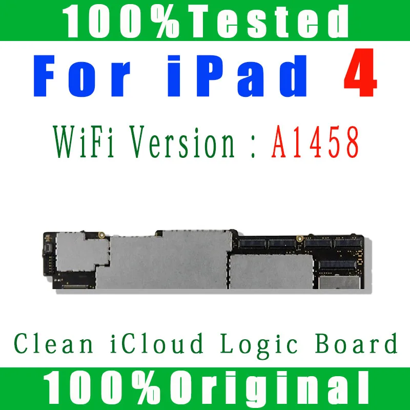 Original Free iCloud Plate  A1458 or A1459 A1460 For iPad 4  Motherboard Logic Board 16GB 32GB 64GB With Chips IOS System