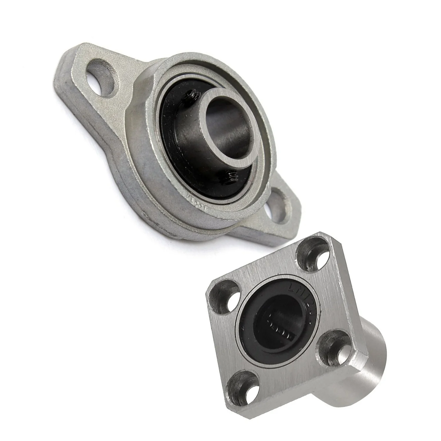 2 Pcs Bearing: 1 Pcs Bushings Square Flanged Long Linear Bearing 12Mm X 21Mm X 30Mm & 1 Pcs KFL001 Zinc Alloy Flanged Bearing