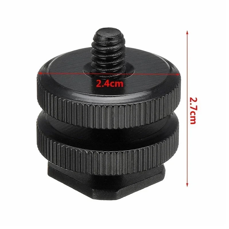 Cold Hot Shoe Camera Adapter Mount 1/4" Dual Thumb Screw Flash Camera Adapter Mount For DSLR With 2 Adjustable Nuts