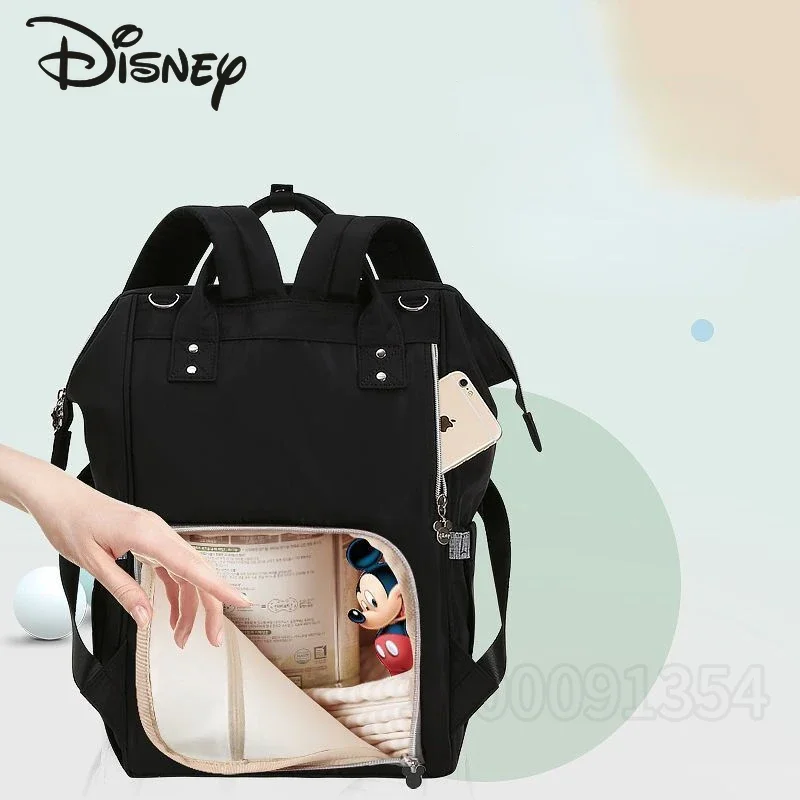 Disney-Bolsa de pañales de Mickey para bebé, mochila Original de marca de lujo con dibujos animados, gran capacidad, multifunción, novedad