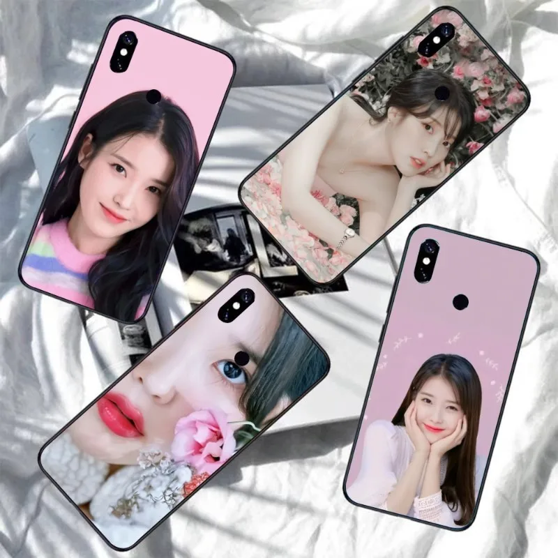 IU Lee JiEun Smart Phone Case for Xiaomi Redmi Note 12 11 10 9T 8 7 Pro 9 9A 9C 8 Black Soft Phone Cover Funda