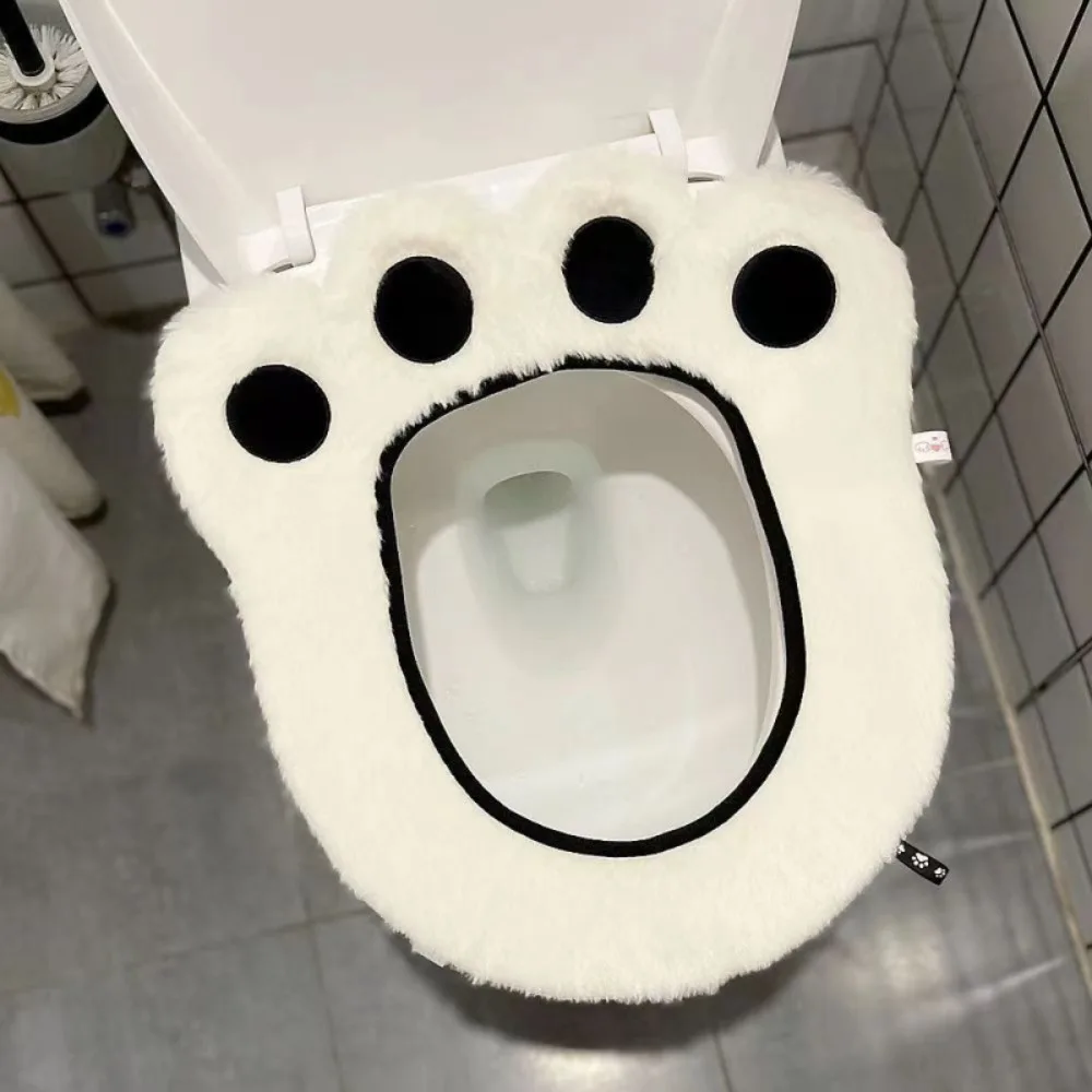 

Зимний чехол на сиденье унитаза, универсальная подушка на сиденье унитаза, мультяшная милая клейкая накладка в виде медвежьей лапы для домашнего использования, аксессуары для туалетного набора