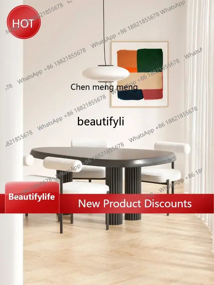 cn8350 ss Simple Solid Wood Large Furniture Dining Room Multi-Person Dining Table Irregular Solid Wood Table Multi-Color Table