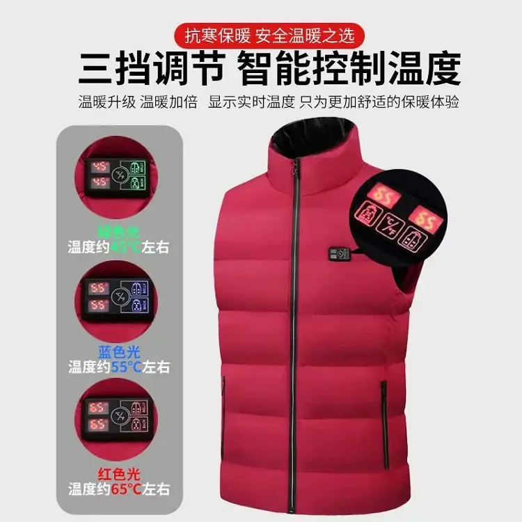 Area 8 heated Winter Mens Electrical Cotton Heated Vests USB Heating Down Jacket Warm Sleeveless Women Fishing Hunting Cycling