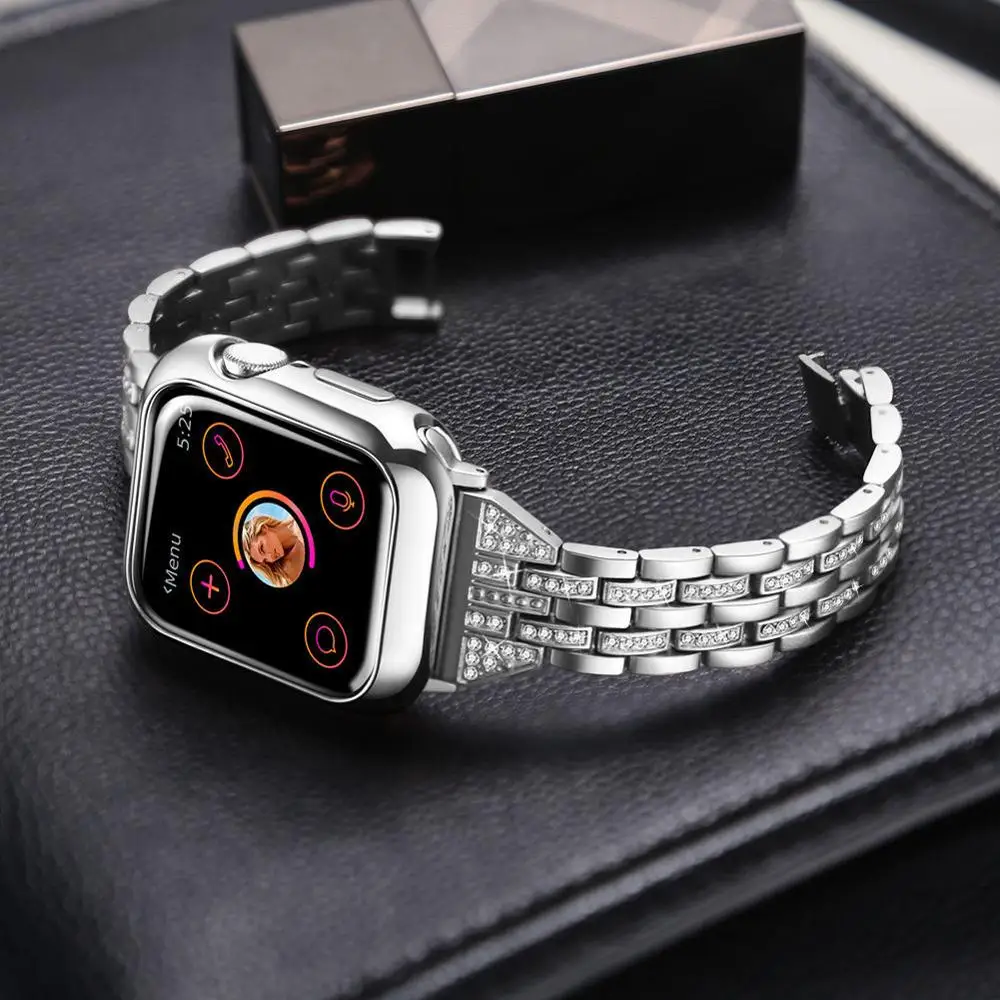 Metal Strap for Apple Watch 8 7 6 5 4 3SE Band Luxury Stainless Steel Diamond Bracelet for iWatch 45mm 41mm 44mm 40mm 42mm 38mm
