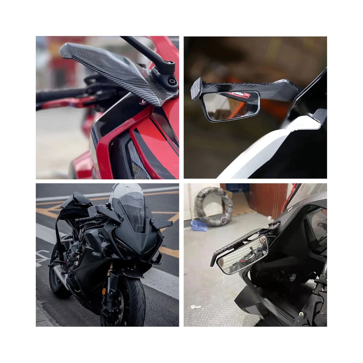 

Universal Motorcycle Adjustable Flank Spoiler Fairing with Mirrors for Honda CBR650R Yamaha YZF R1 YZF R6 T-MAX530