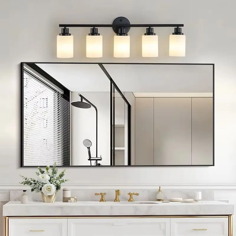 Modern 5-light Dressing Bathroom Mirror Light Matte Iron Frame for Modern Wall Lights in Bedroom Bathrooms and Dressing Rooms