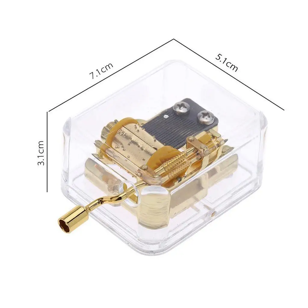 Music Box Hand Crank Mechanical Acrylic Zinc Alloy Cylinder Music Device for Unique Home Decor DIY