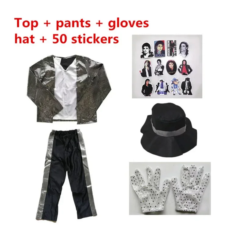 Kids Boys Birthday Carnival Michael Jackson Cosplay Costume Superstar Singer Dance Suits Theme Party Dress E