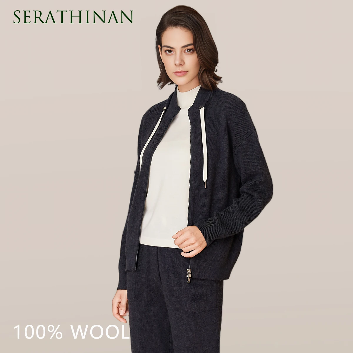 BC-208A High-Quality Thick 12Gg 100% Pure Merino Wool Women\'s Clothing Knit Sweater Cardigan Women