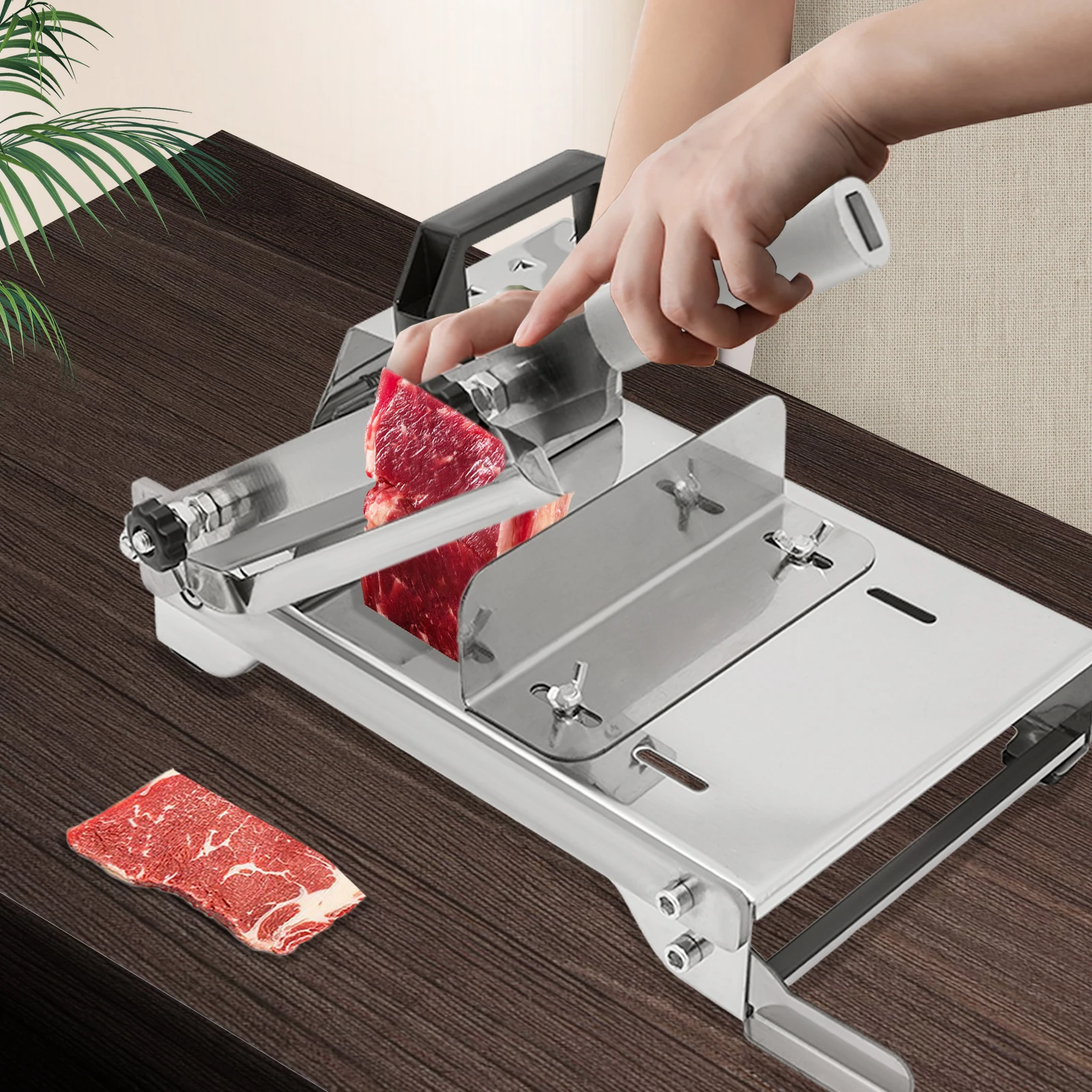 

Manual Stainless Steel Meat Food Slicer with Protective Film and Practical Spring for Cutting Carrots, Cucumbers, Potatoes