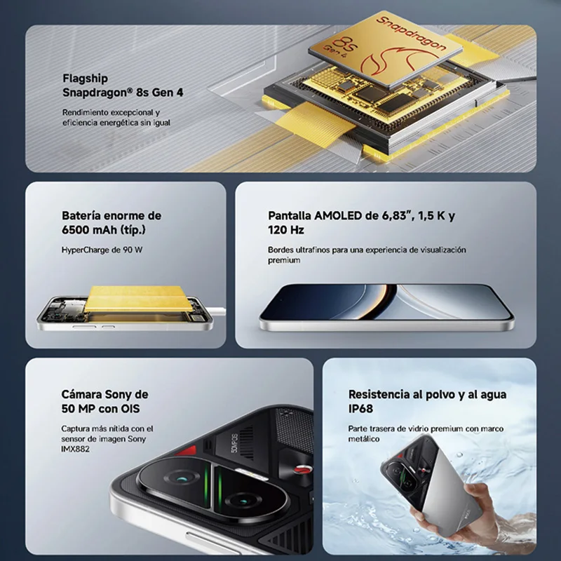 POCO F7 5G, NFC, Snapdragon ® 8s Gen 4, 6.83 pulgadas, 120 Hz, cámara de 50 MP, 6500 mAh, IP68 3