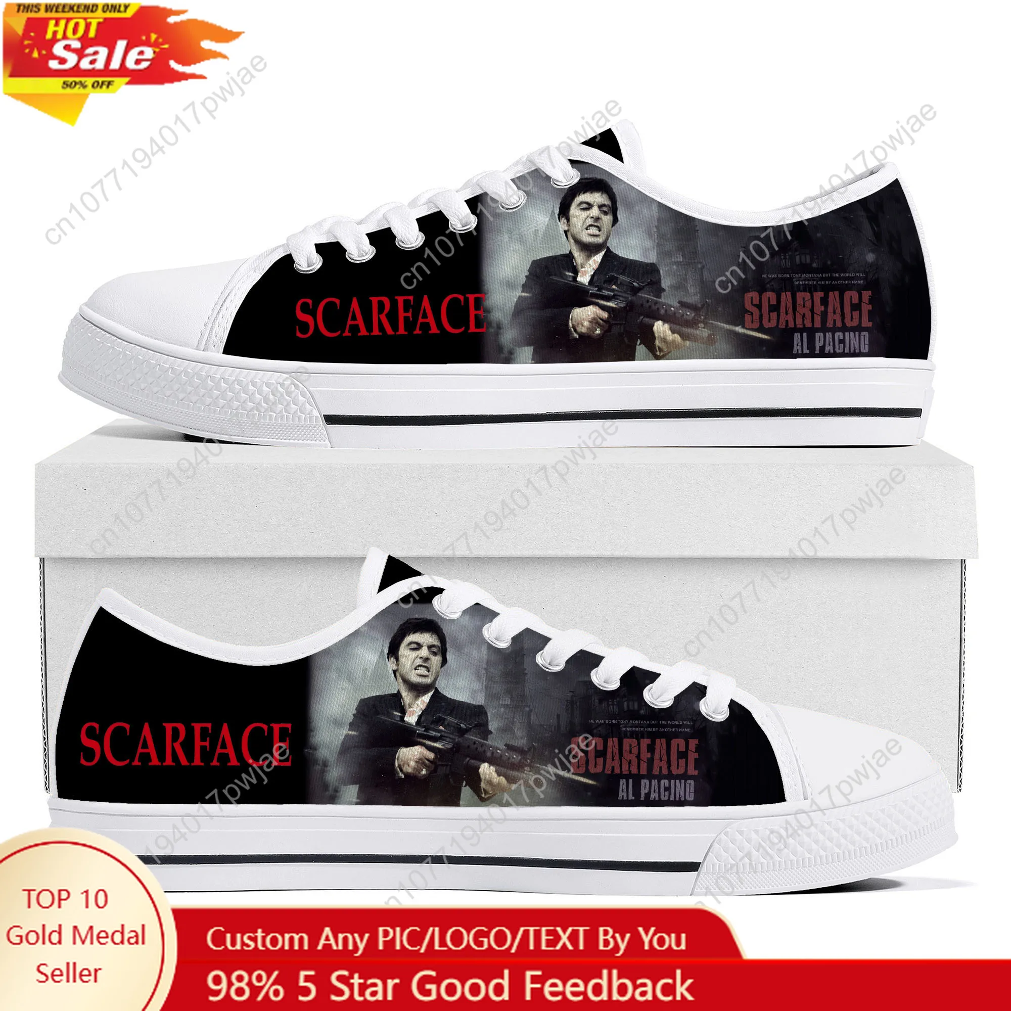 

Scarface Low Top Lightweight Sneakers Hot Movie Tony Montana Al Pacino Mens Womens Teenager Canvas Sneaker Casual Hiking Shoes