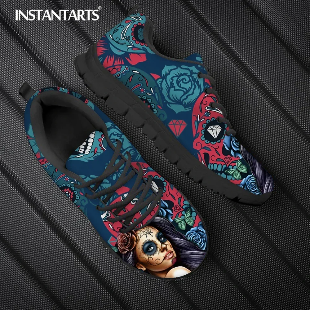 New Fashion Skeleton Skull Face Girl con stampa teschio di zucchero scarpe basse da donna Warm Comfort Lace Up Sneaker Hot