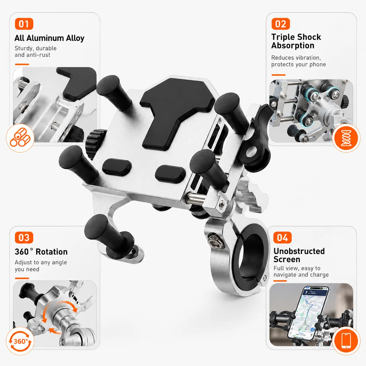 Motorcycle Phone Holder Alumin - Phone Mount Handlebar recension och pris